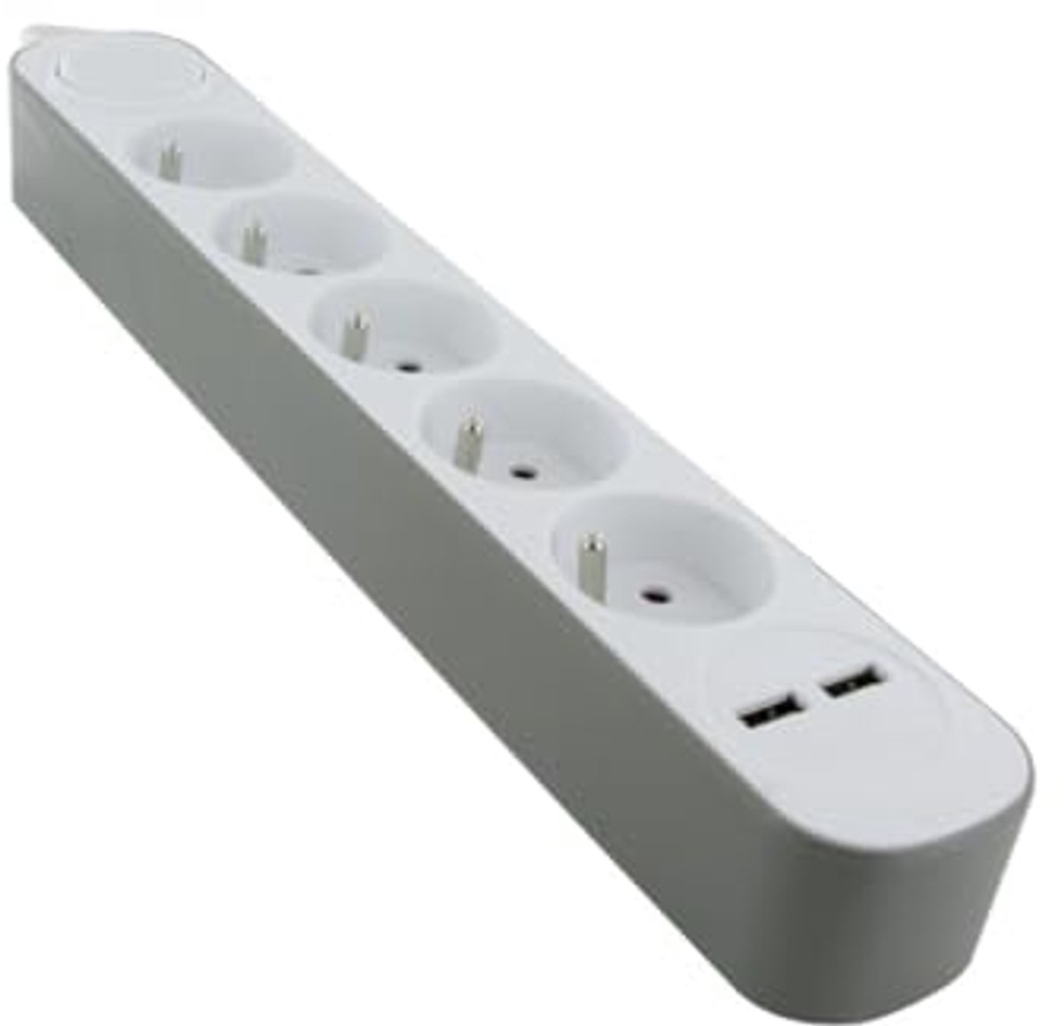 Stroomverdeler met USB - Stekkerblok - Apparaten Aansluiten - 5 Stopcontacten 2 USB - 1.5 Meter - Wit Grijs
