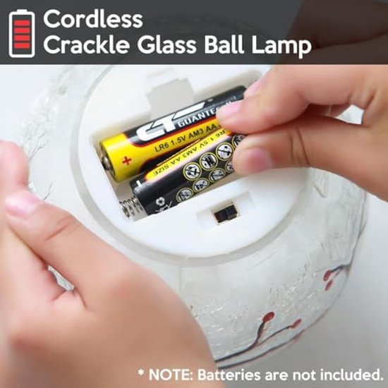 Grote Crackle Glass Ball Lamp met Kardinaal Thema - Verlichte Rode Vogel Globe Tafellamp - Decoratieve LED Nachtlamp van Merkloos — afbeelding 5