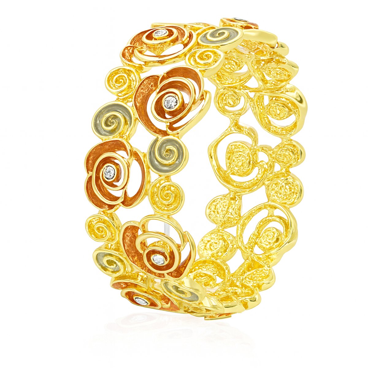 Elastische Damesarmband met Rozenontwerp en Geïntegreerde Zirkonia – Milieuvriendelijke Legering