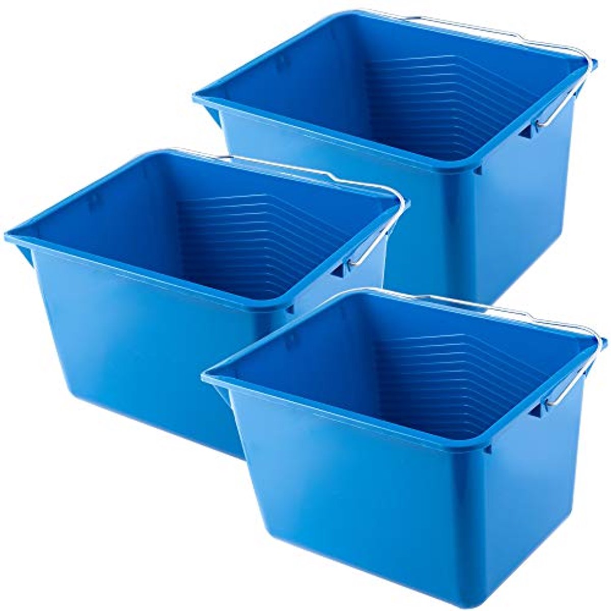 Vierkante kunststof schilderemmer met handvat - 8L (3 stuks)