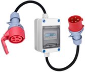 NWP 16A 400V CEE adapter - mobiele digitale stroommeter - geijkt - (met reset) IP44-3-fasig