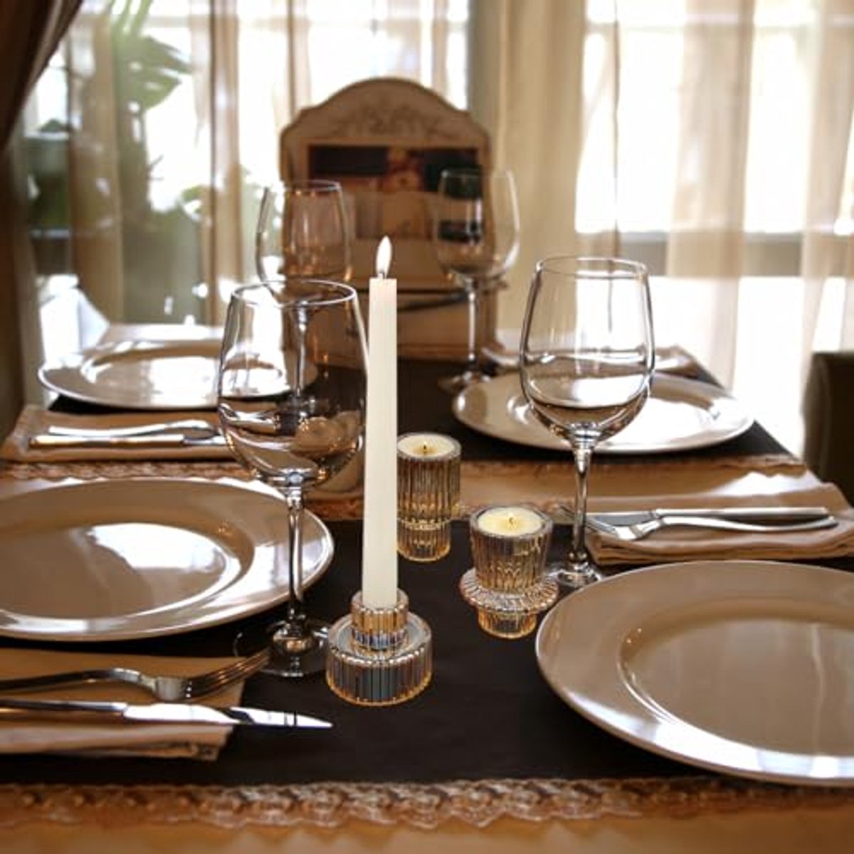 Gouden Glazen Taper Kandelaar Houders voor Tafel Decoraties - 6 Stuks
