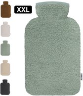 XXL groene teddy kruik met voorbeelden in bruin, crème, sage, beige en zwart.