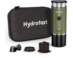 Hydrofast PO-100 draagbare espressomachine, 20 bar druk, 9600 mAh batterij, 2-in-1 capsule & gemalen koffie, draadloze verwarming, compact reisontwerp