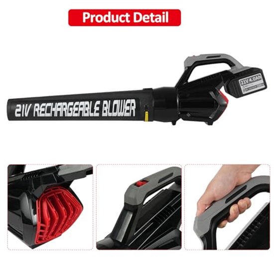 Accu-bladblazer 21V met 4,0 Ah accu en oplader voor bladeren, sneeuw en stof van Merkloos	 — afbeelding 5