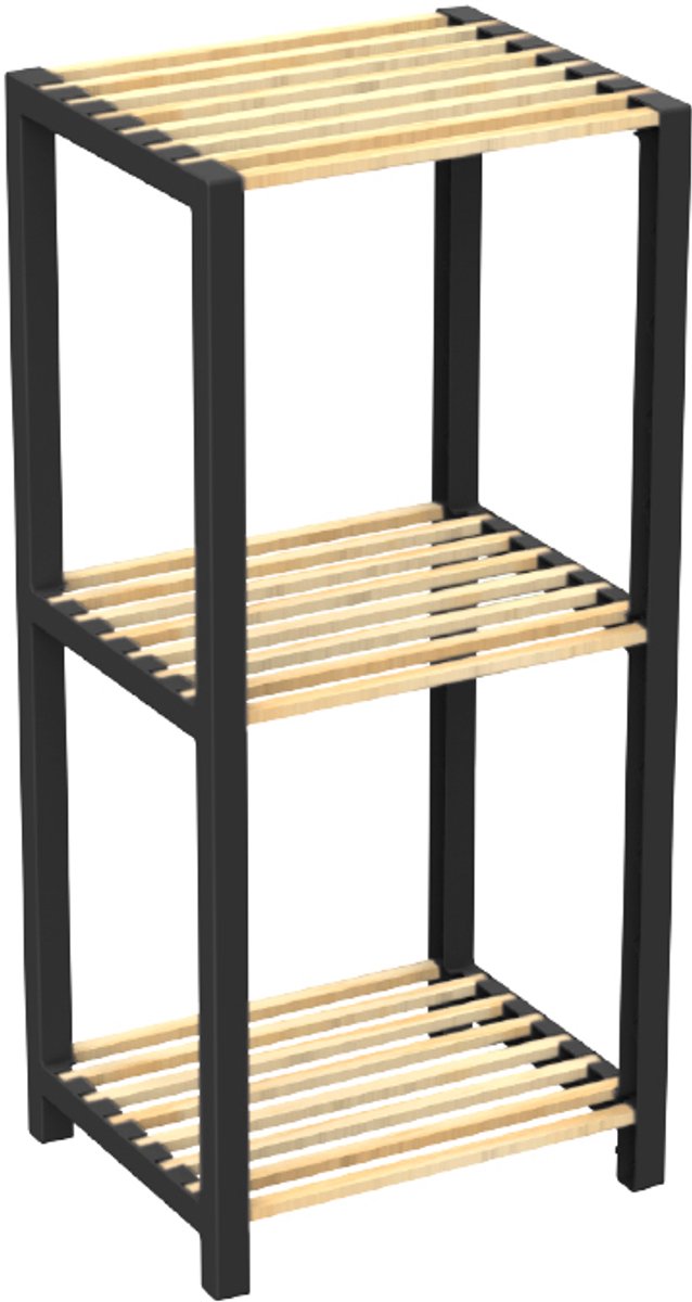 Fixwood Opbergrek 3 Lagen – Kunststof & Hout – Lichtgewicht Multifunctioneel Kastje – Voor Keuken, Woonkamer of Badkamer – 78 x 35 x 29 cm