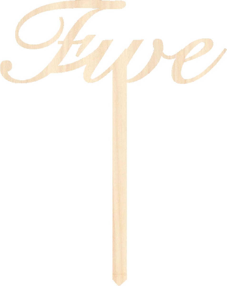 Houten taarttopper / caketopper – five – verjaardag / jubileum – cake / taart decoratie