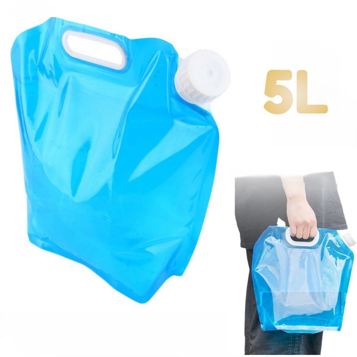 Wateropslag 5 liter - Opvouwbare waterjerrycan – Noodpakket voor thuis - Waterreservoirs - Outdoor life - Noodwatertank - Noodpakket voor thuis - Draagbare drinkwaterzak voor noodsituaties -LOUZIR
