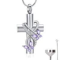 Luxe Ashanger - met Ketting - Voor As, Haren of Parfum - Assieraad - As Ketting - Gedenksieraad - Urn - Incl. As vuller en Opbergzakje - Butterfly Cross