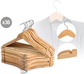 MSV Kledinghangers - Set van 36 - Kleerhangers - Hout - Beige