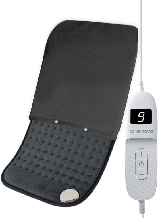 Seranova Elektrisch Warmtekussen - Inclusief Hoes - Rug/ Voeten/ Nek/ Schouders/ Buik - Heating Pad - Verwarmingskussen - 60x30cm - Antraciet Grijs