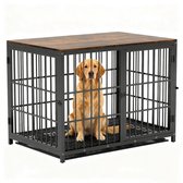Bingopaw Houten Hondenkrat Meubels - XL Hondenkennel Binnen - Heavy Duty Kooi - Dierenkennel - met Drie Deuren en Verwijderbaar Dienblad voor Grote Honden - Zwart - 107.5x71.5x81cm