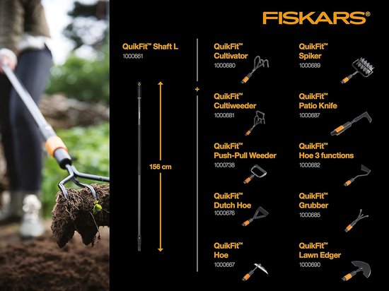 Fiskars Quikfit Hark - Tuingereedschap - Onkruidverwijderaars - Drietand Hark van Gehard Staal van Fiskars — afbeelding 4