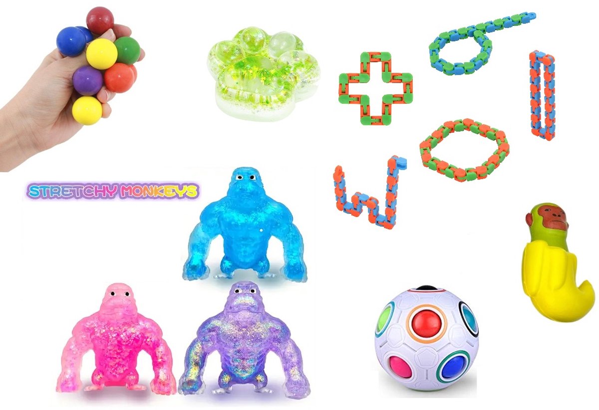 Happy Trendz® | Fidget & Squishy Pakket 4 Stuks | Monkey Squishy 8