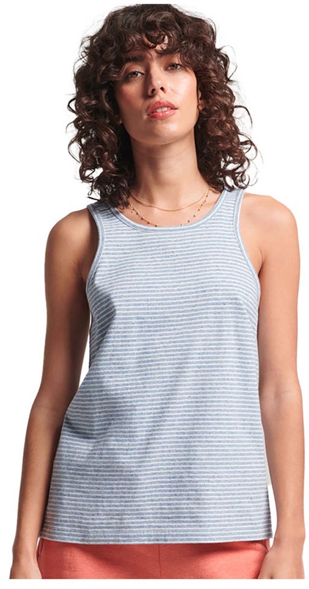 Superdry Vintage Logo Stripe Mouwloos T-shirt M Vrouw Blauw