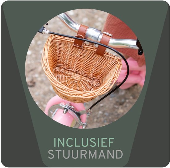 Bandits & Angels Kinderfiets 12 inch Retro Rider roze vanaf 3 jaar - Metalen Kinder Fiets voor Meisjes - Inclusief Stuurmand - Verstelbaar zadel en stuur - 12 inch Luchtbanden — afbeelding 2