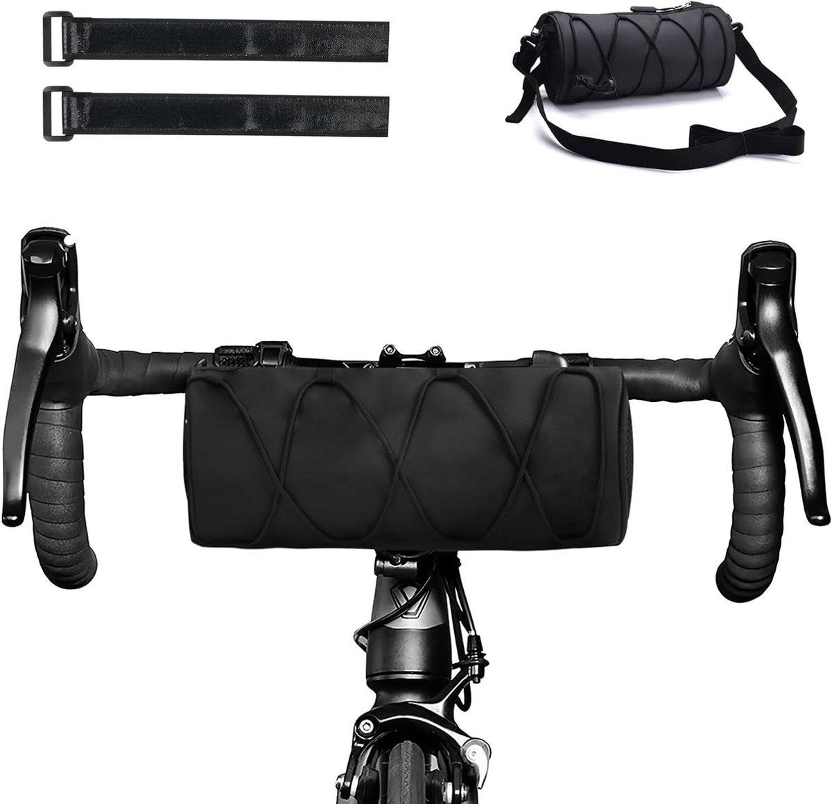 Allecto plus - Fiets voortas 24 x 10 cm, 2,4 l - Waterdichte mountainbike opbergtas - Fietsen frame tas - Handige racefiets stoeltas met schouderriem (donker)