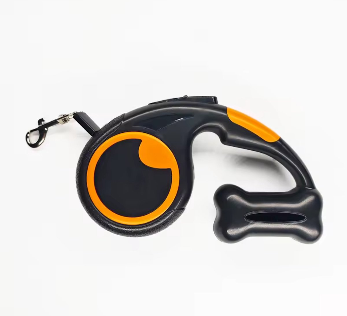 Design Tape Black Orange - Rollijn Hondenriem en Poepzak Houder - Gratis rol Poepzakjes - S - 5 Meter - Zwart - <15 kg -