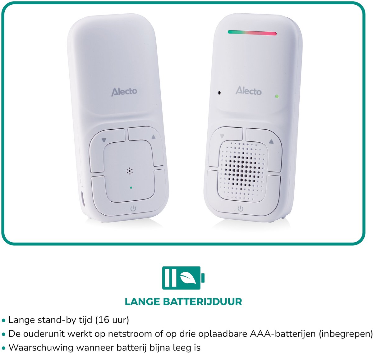 Alecto DBX130 Audio Babyfoon met Lange Stand-by Tijd - afbeelding 2