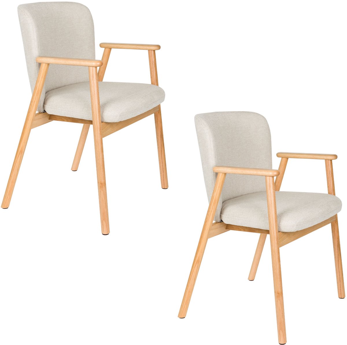 Housecraft Living Kenna Eetkamerstoelen Armleuning Beige - Set van 2