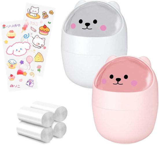 itenga Prullenbak voor kinderen met motief - rond ca. 11 liter - prullenbak voor de kinderkamer - stevig kunststof (BLOCKGAME Pixel