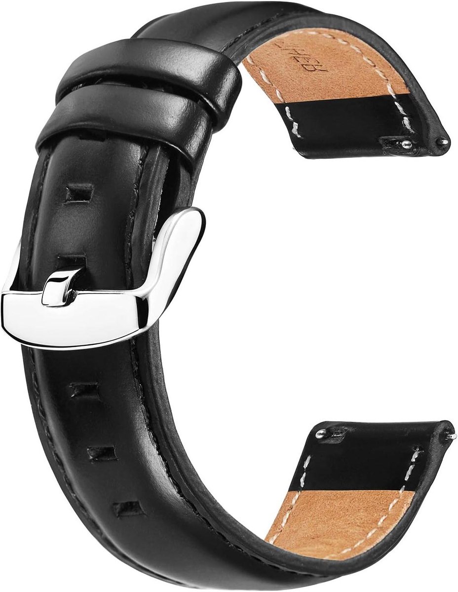 Allecto Plus - Zacht Lederen Horlogebanden Snelsluiting Vervangende Banden voor Mannen en Vrouwen - Zwart Bruin Rood - 12mm 13mm 14mm 17mm 18mm 19mm 20mm 22mm