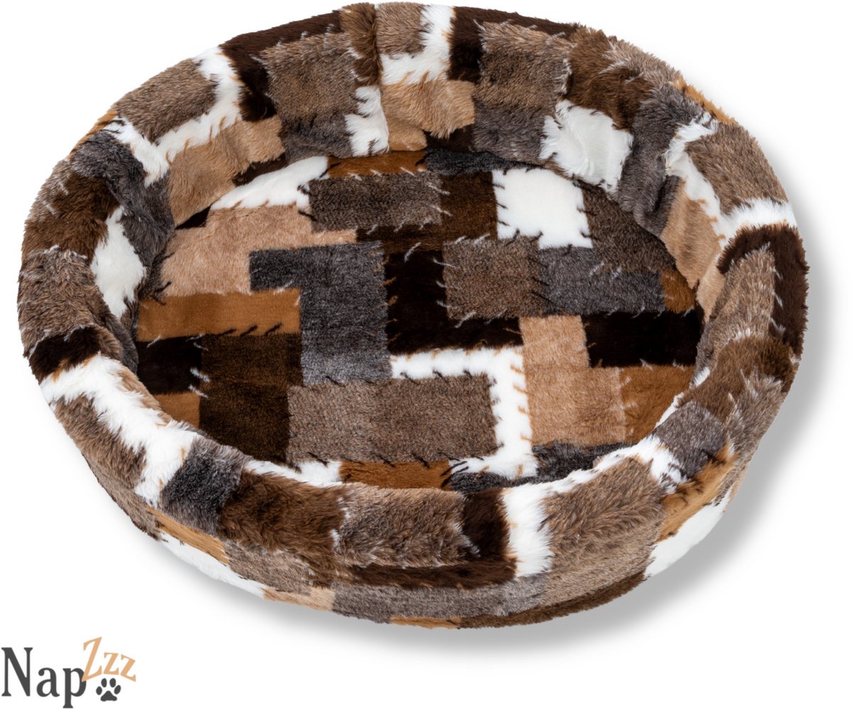 NapZZZ Hondenmand/Kattenmand - Mix Blok Bruin - 56 x 50 x 15 cm