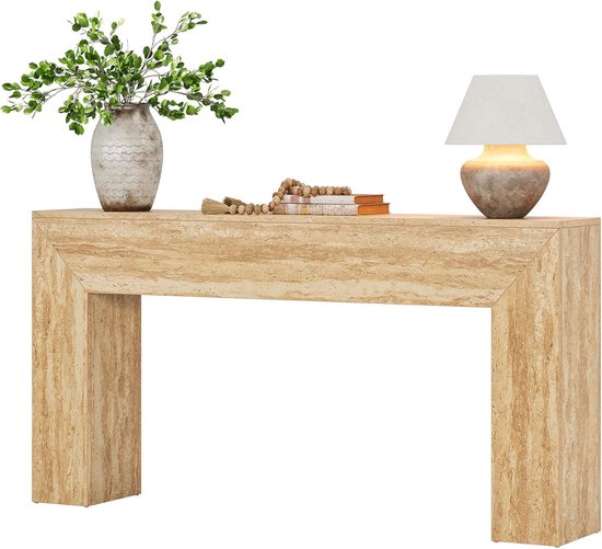 Tribesigns Consoletafel, 160 cm Smalle Bijzettafel Bank-Entreetafel met 2 Lagen, Houten Haltafel Woonkamer Tafel Achter Bank, Accenttafel voor Woonkamer