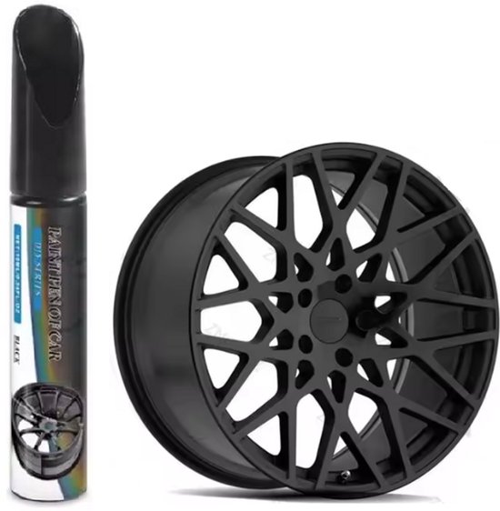 TLVX Velg Schade Lakstift Mat Zwart - Lichtmetalen Velgen Schade Verf Pen Zijdeglans Zwart - Stoeprand Velgschade Reparatie - Wielnaaf Kras Reparatie Pen - Auto - Motor - Fiets - Scooter - Fatbike - E-bike - Krasverwijderaar - Matt Black - Waterproof