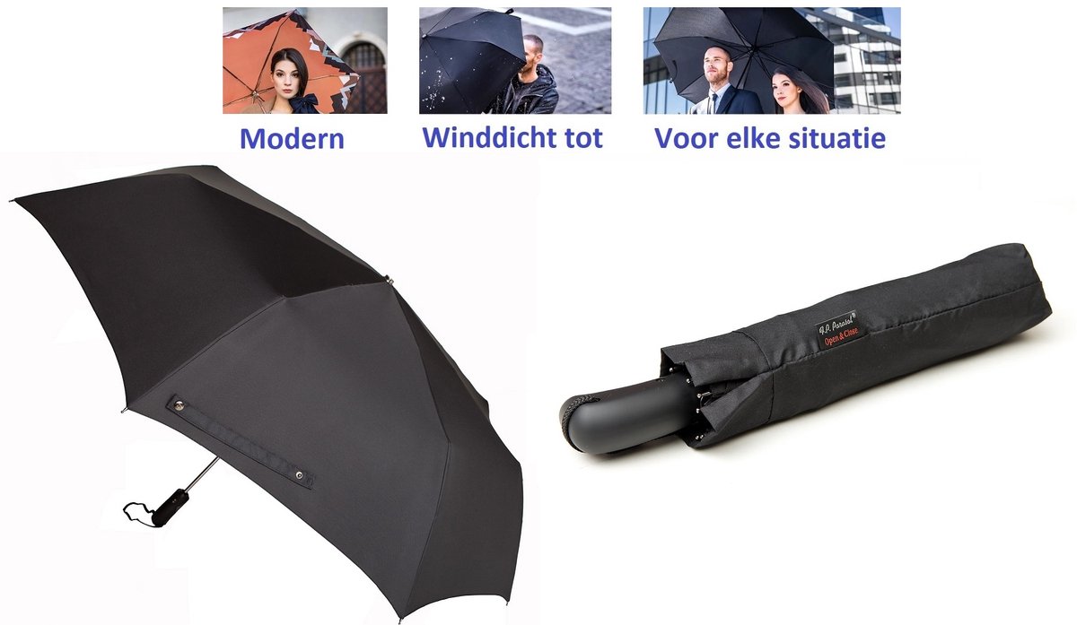 Paraplu voor dames, heren en familie. XXL JUMBO. Automatische open en te sluiten paraplu. Stormparaplu - Winddicht. Lichtgewicht en Duurzaam - Ø 120 cm. Reisparaplu / Waterdicht / Automatisch / Modern design / Hoge kwaliteit.