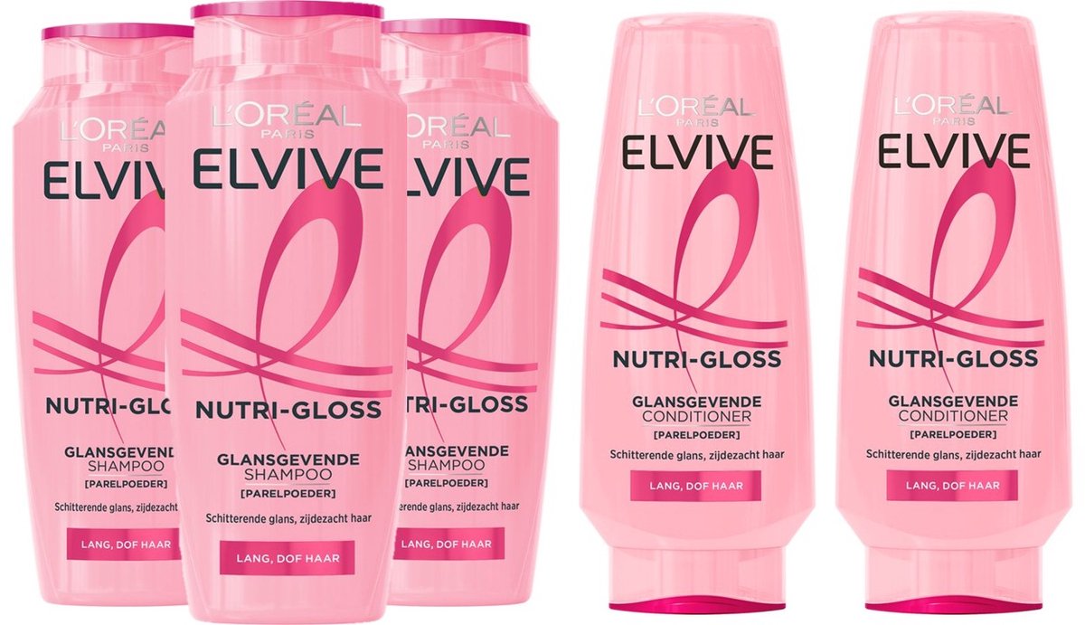 L'Oréal Elvive Nutri-Gloss - Shampoo 3x 250 ml & Conditioner 2x 200 ml - Pakket Pakket