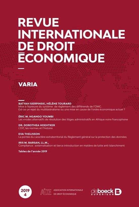 Revue internationale de droit économique - cover