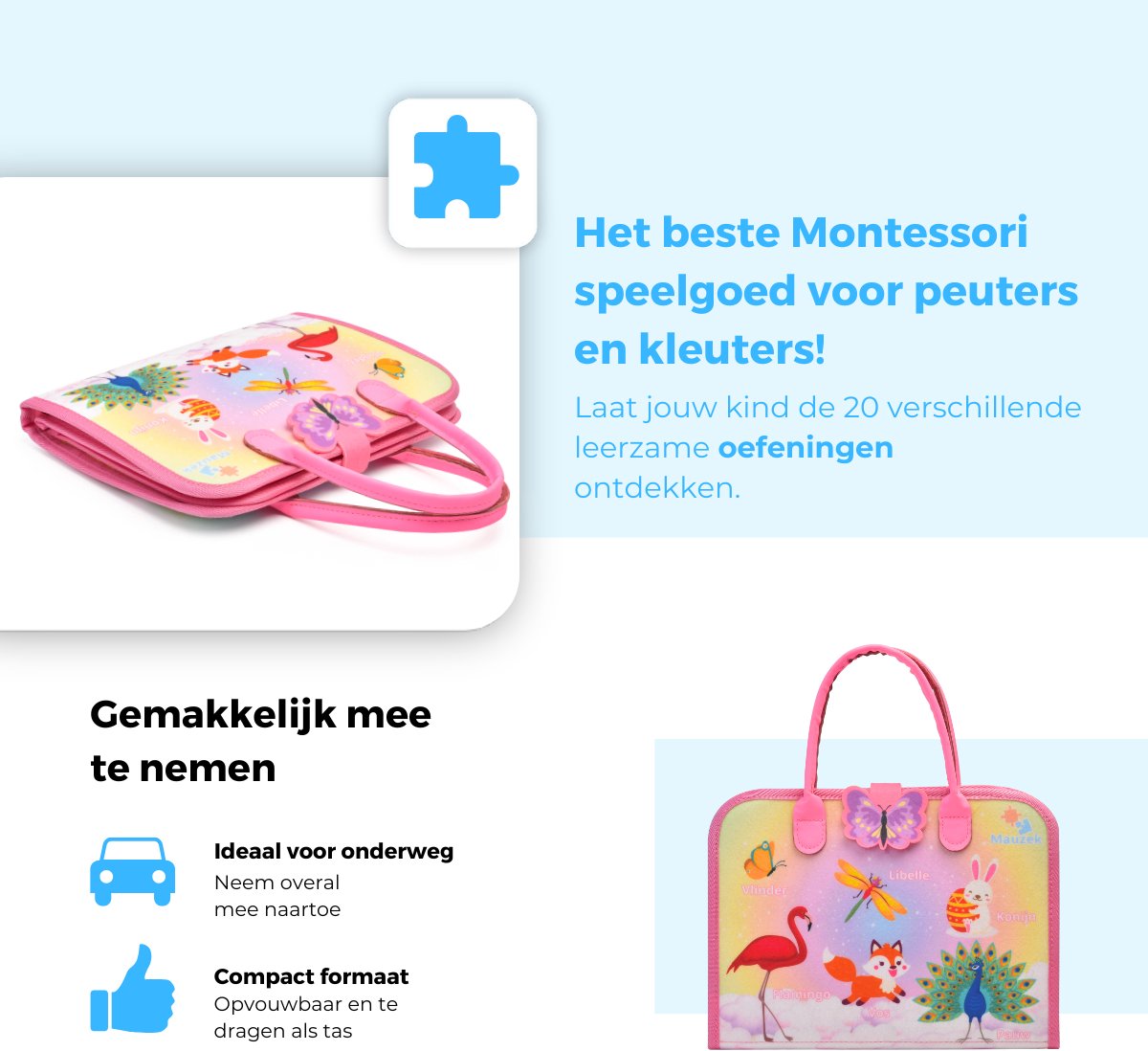 Mauzek® Busy Board Fantasie - Nederlands - Montessori speelgoed - Activiteitenboek - Busy Book - Sensorisch speelgoed - Educatief speelgoed - Meisjes - Peuter Speelgoed - Voor in de auto - Voor onderweg - 3 jaar - 4 jaar - 5 jaar - 6 jaar — afbeelding 2