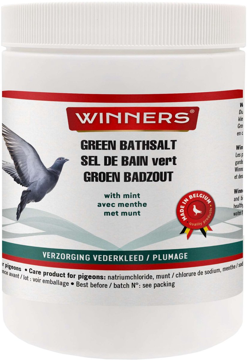 Belgian Winners Groen badzout met munt 600g - voor postduiven - badzout met munt
