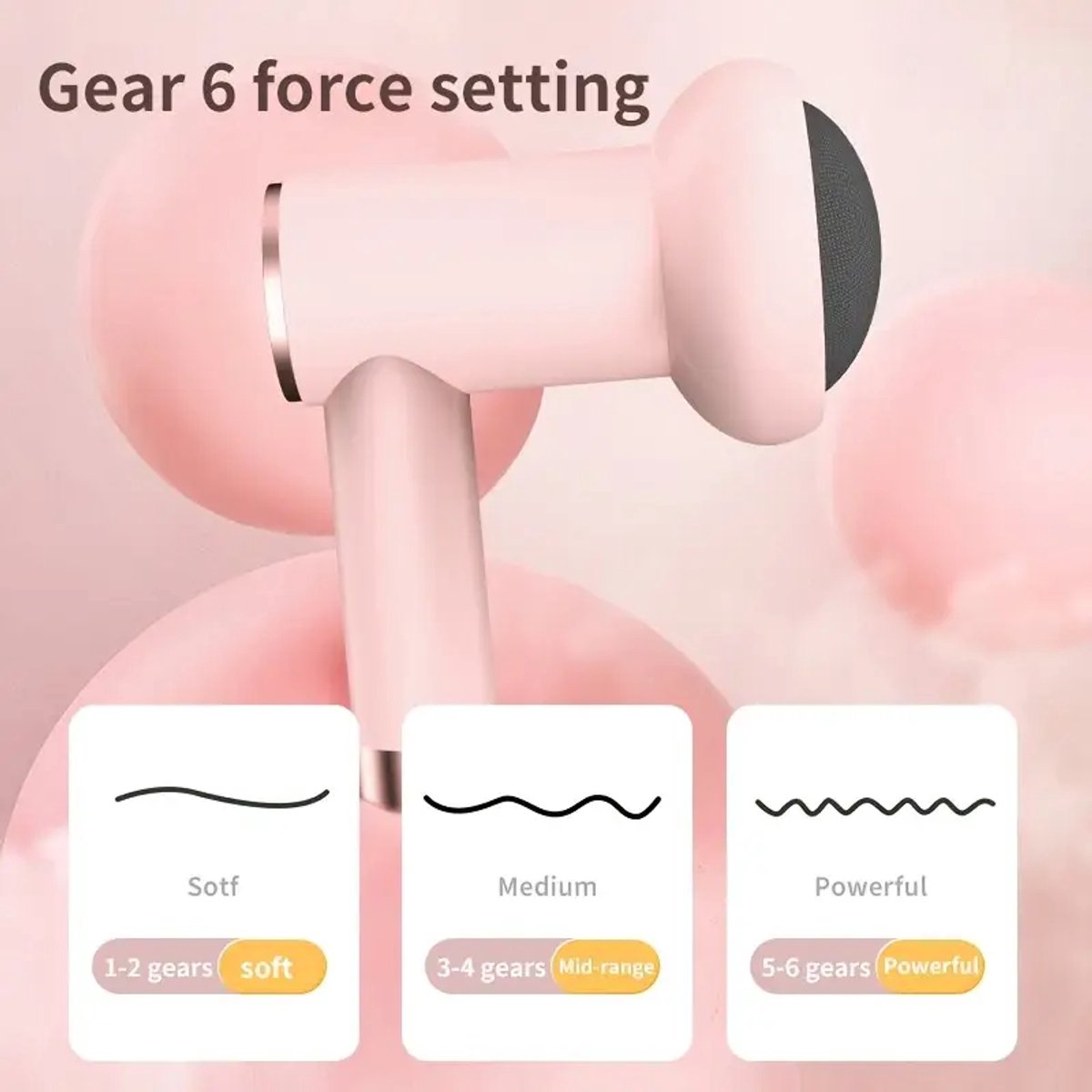 Afbeelding 2 van Elektrische krachtige vibratie-fascia-gun, sportfitness, spiermassage-gun, USB Type-C oplaadbare kleine massage-apparaat met 5 massagekoppen