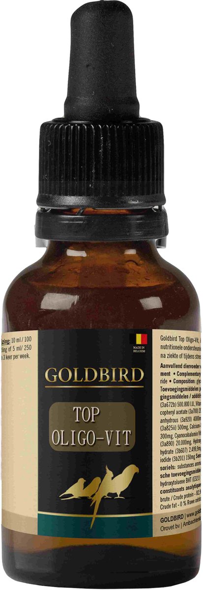 Goldbird Top Oligo-vit 50ml druppels - supplement multivitamine voor vogels, zowel tijdens kweek, rui, rustperiode