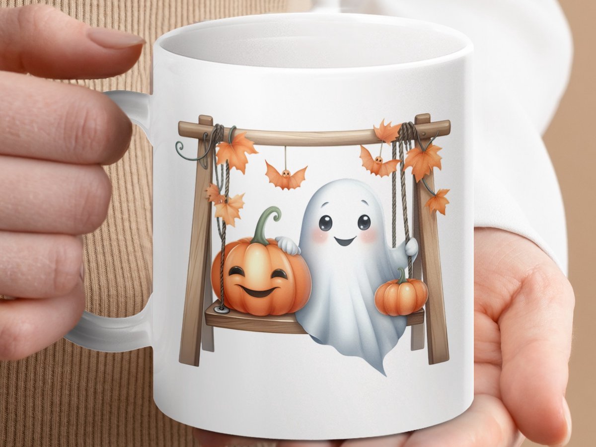 Mok Herfst Geest Pompoen Schommel Mok, Schattige Halloween Thema Koffie Mok, Geestje, Vakantie Drinkware, Feestelijke Mok, Unieke Cadeau