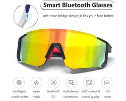 Slimme Fietsbril met Bluetooth V5.4 – Intelligente Bediening, Muziek en Telefoongesprekken – UV400 Beschermingszonnebril voor Fietsen, Sport, Hardlopen, Outdoor, Wielrennen en Joggen