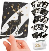 Inspra Studio – Luxe Kerstkaarten met Enveloppen – 25 Stuks – Dieren Wenskaarten Collectie – Minimalistische Dieren Illustraties