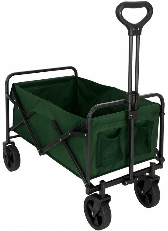Dreamble® | Compacte Bolderkar | Groen | Inklapbaar | Fluisterwielen | 80L | Tot 90KG | Verstelbare Handgreep | Strandkar | Puppykar | Kampeerkar | 360º Wielen