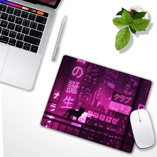 Paarse Anime Muismat voor Kantoor en Gaming - Antislip Rubber Basis — afbeelding 2