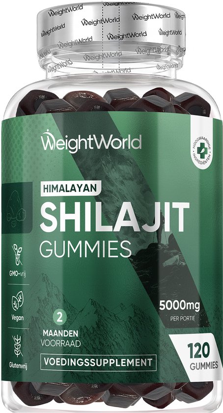 WeightWorld Shilajit gummies - 5000 mg Himalayan shilajit-extract - 120 vegan gummies voor 2 maanden voorraad - Met kalium en vitamine A