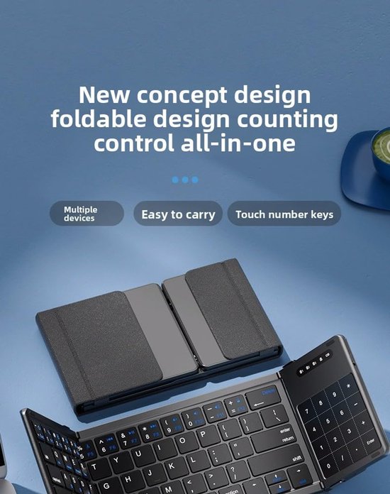 CACOE Clavier Bluetooth Pliable AZERTY – Mini Clavier Sans Fil Ultra-Plat Avec Support – Compatible IPad, IPhone, Android, Windows