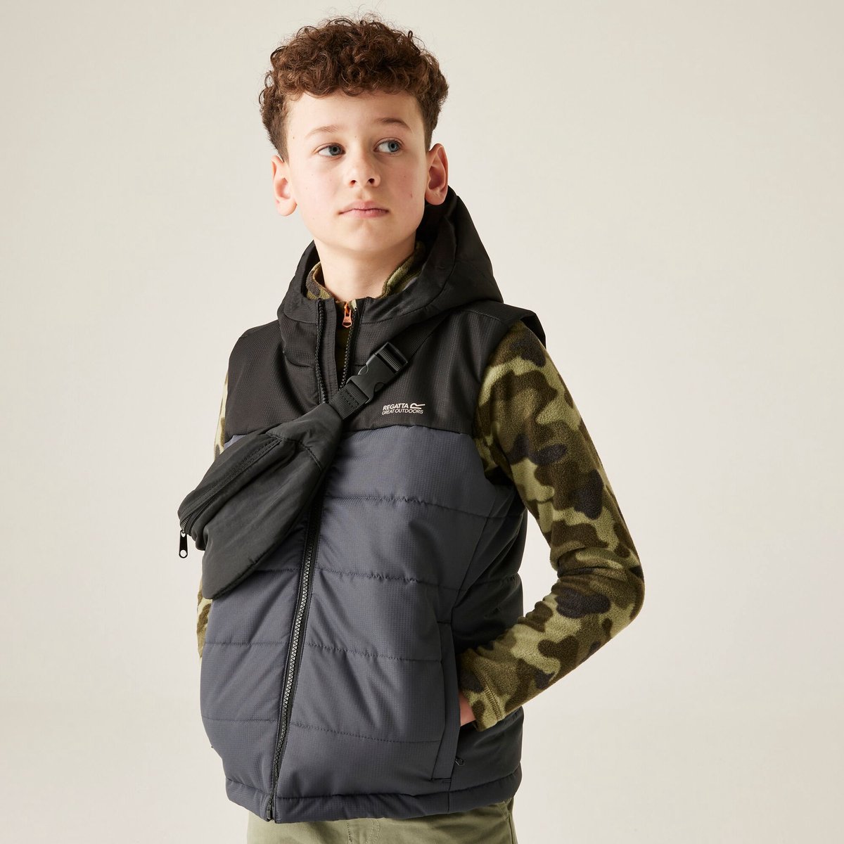 Lofthouse waterafstotende gilet bodywarmer met capuchon voor kinderen Zwart
