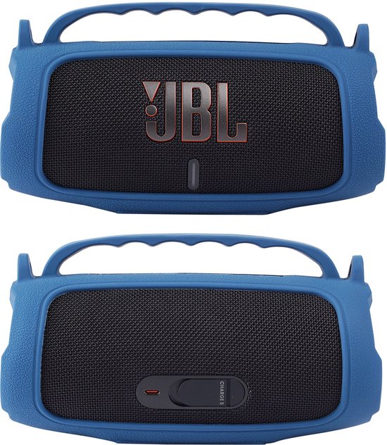 Beschermhoes geschikt voor JBL Charge 5 Bluetooth Speaker - Met Draaghendel, Draagriem en Karabijnhaak - Meerdere Kleuren - Navy Blauw - Schokbestendig - Krasbestendig - Siliconen - Hoesje - Case - Bescherming van Merkloos — afbeelding 3