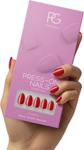 Pink Gellac Press On Nails - 109 Lipstick Red - Round Small Plaknagels - 30 Press On Nagels Met Lijm, 30 Plakstickers, Cleaner Wipe, Nagelvijl, Woodstick en Size Matcher - Snel Aan Te Brengen Plak Nagels Kort - Voor 7-14 Dagen Mooie Nagels