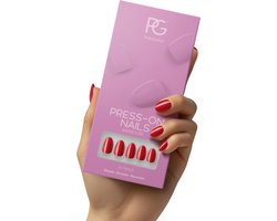 Pink Gellac Press On Nails - 109 Lipstick Red - Round Small Plaknagels - 30 Press On Nagels Met Lijm, 30 Plakstickers, Cleaner Wipe, Nagelvijl, Woodstick en Size Matcher - Snel Aan Te Brengen Plak Nagels Kort - Voor 7-14 Dagen Mooie Nagels