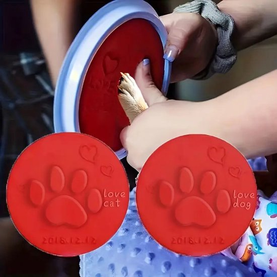 Baby hand- & voetafdruk klei - Rood - 20g zachte fluffy klei - DIY gipsafdruk - Voor baby’s én huisdieren - Pootafdruk hond/kat - Lichtgewicht & herbruikbaar - 10×7 cm verpakking van Hompelife — afbeelding 4