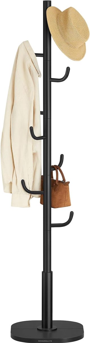 Songmics Kledingrek - Garderoberek - Cactus Kapstok staand - Metaal - Zwart - 40x40x175.3cm