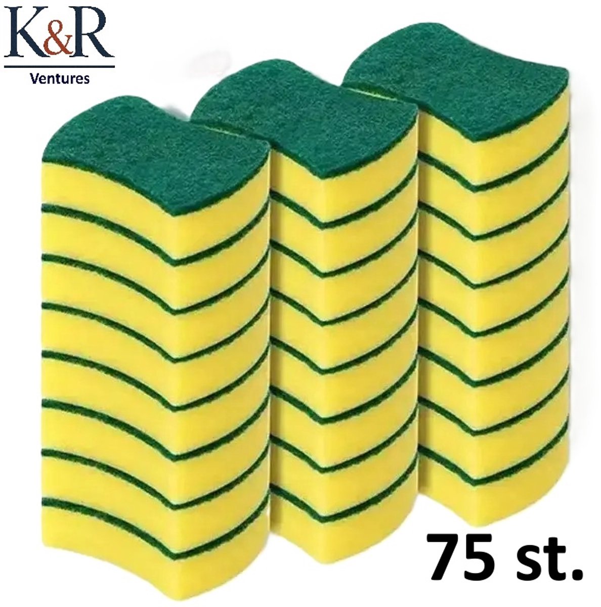 K&R Ventures® Schuursponsen Set – 75 Stuks – 8 x 10 cm – Zachte & Duurzame Schoonmaaksponsen – Absorberende Polyurethaan Sponsen voor Keuken, Badkamer & Huishouden – Krasvrije Schoonmaakpads